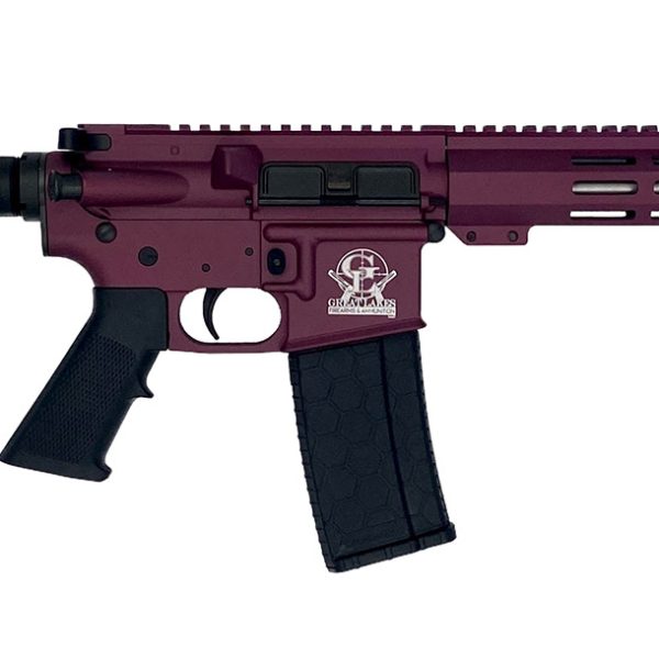 Great Lakes Firearms GL15223SSPCHY AR-15 Pistol 223 Wylde 30+1 7.50" Stainless Barrel, Black Cherry Rec, 7" M-LOK Handguard, Buffer Tube (No Brace), Black A2 Grip