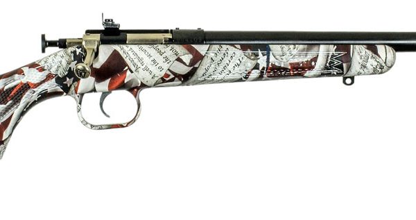 Crickett KSA2168 Youth 22 LR 1rd 16.12" Blued Barrel & Receiver, Fixed Front/Adjustable Rear Peep Sight, American Flag/Amendment Synthetic Stock w/11.5" LOP, Rebounding Firing Pin Safety