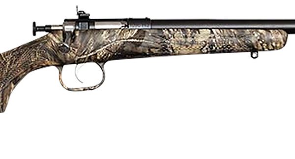 Crickett KSA2284 Youth 22 WMR 1rd 16.12" Blued Barrel/Receiver, Fixed Front/Adjustable Rear Peep Sights, Mossy Oak Break-Up Synthetic Stock w/11.5" LOP, Rebounding Firing Pin Safety
