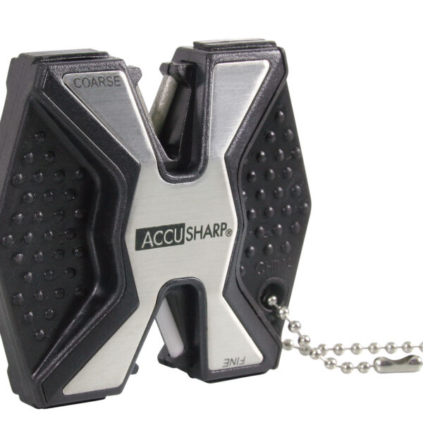 AccuSharp 017C Diamond Pro 2-Step Sharpener Hand Held Fine/Coarse Diamond, Ceramic Sharpener Black/White Aluminum