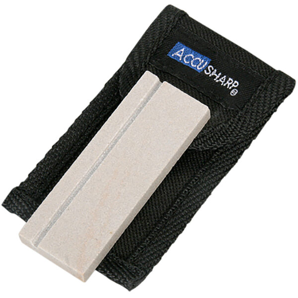 AccuSharp 024C Pocket Stone  Natural Arkansas Stone Sharpener White Includes Belt Carry Pouch