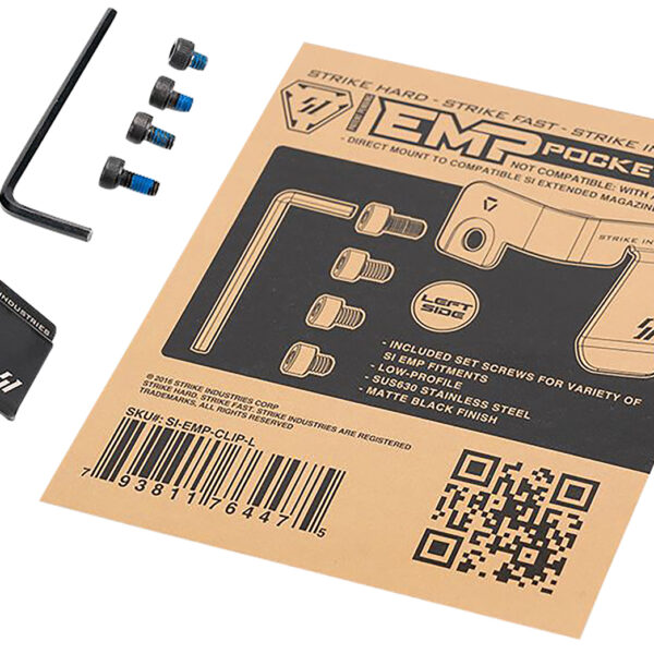 Strike Industries EMPCLIPL Magazine Pocket Clip  Stainless Steel Black for SI EMP Mag Extension Left Hand