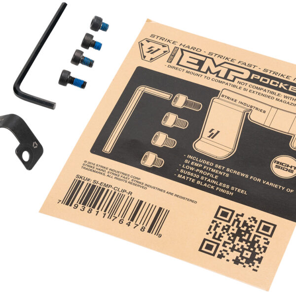 Strike Industries EMPCLIPR Magazine Pocket Clip Stainless Steel Black for SI EMP Mag Extension Right Hand