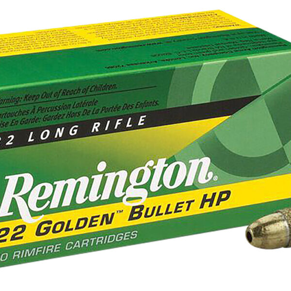Remington Ammunition 21008 Golden Bullet Rimfire 22LR 36gr Plated Hollow Point 50 Per Box/100 Case
