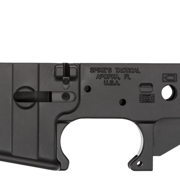 Spikes STLS015 Punisher Stripped Lower Receiver Multi-Caliber 7075-T6 Aluminum Black Anodized for AR-15